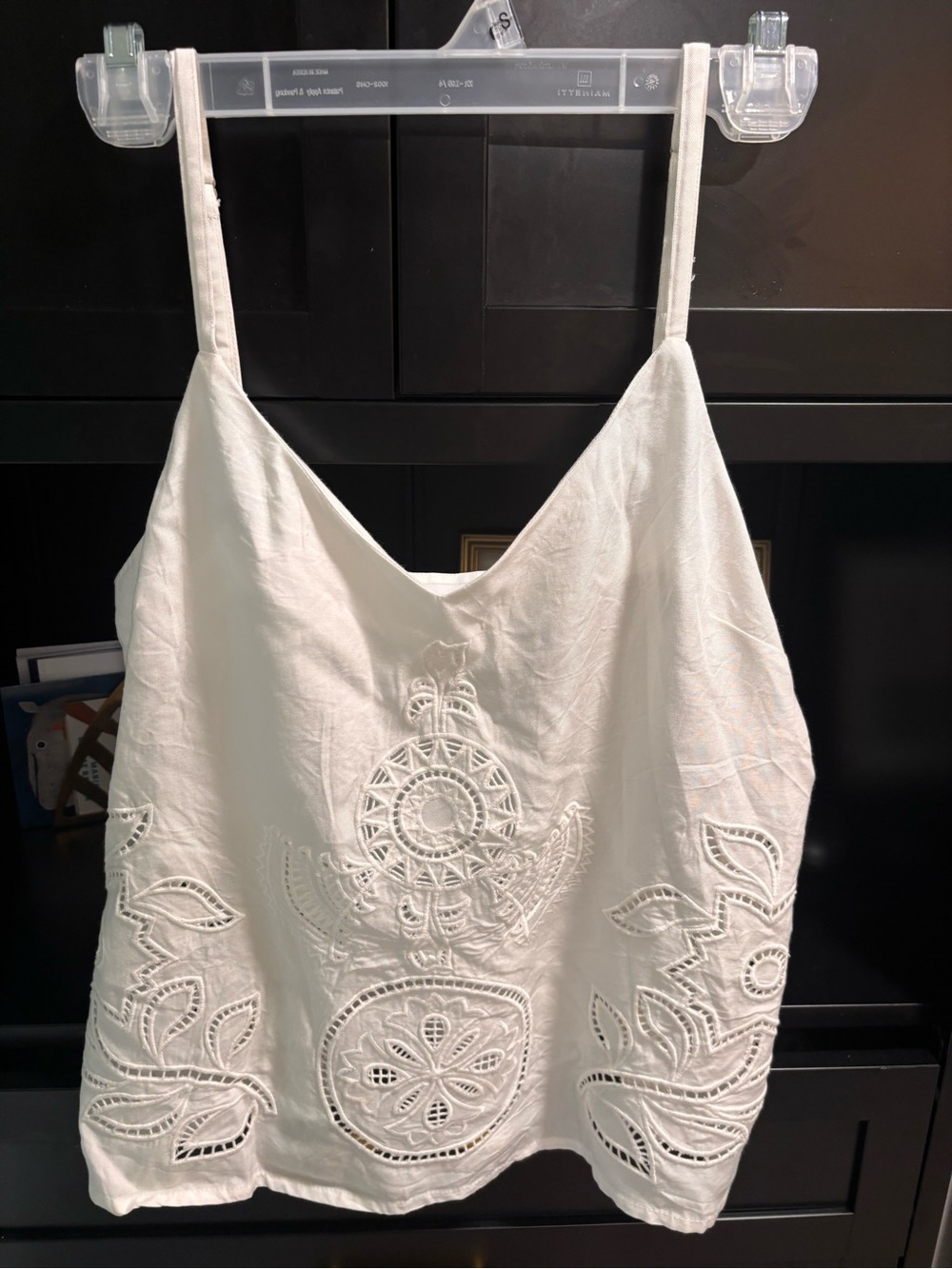 Miss Los Angeles White Embroidered Eyelet Cami Tank